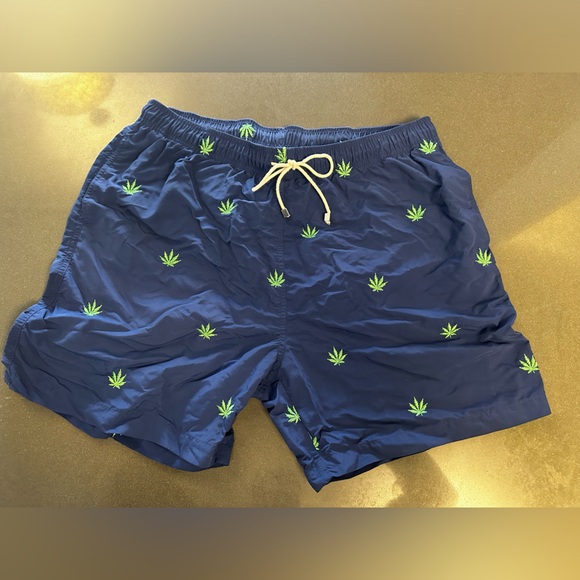 J. McLaughlin men’s swim trunks. 6 inch. Hemp leaf - Picture 1 of 6